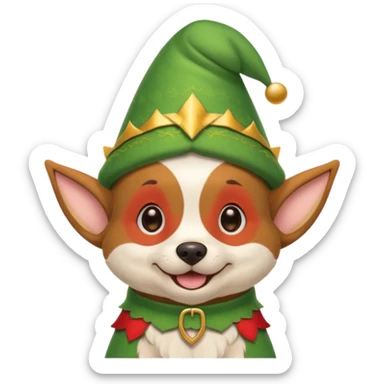 Dog with an elf sticker