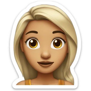 Girl, white skin, black straight hairs, black eyes with lion king sticker