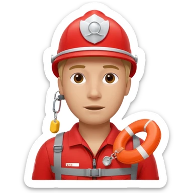 lifeguard portrait, head and shoulders only, wearing red lifeguard uniform, rescue whistle and buoy strap visible, confident alert expression, beach safety vibe, 3D cartoon, mobile game icon style, clean background, no text, no watermark
 sticker