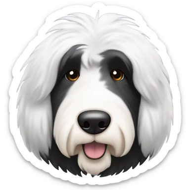 Old English sheepdog with a half and half face like a black and white cookie sticker