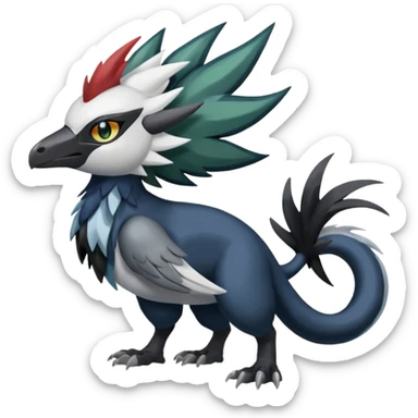 Shiny Black Grey White and Dark-Green Trico-Nargacuga-Silvally-Absol-fusion sticker