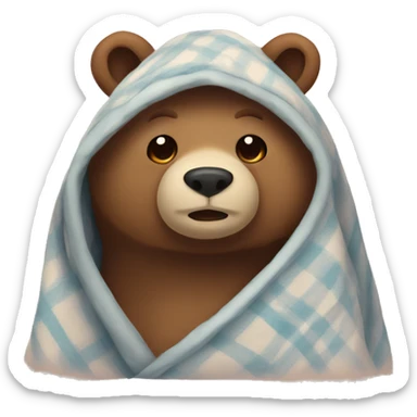 bear cozy in blanket sticker
