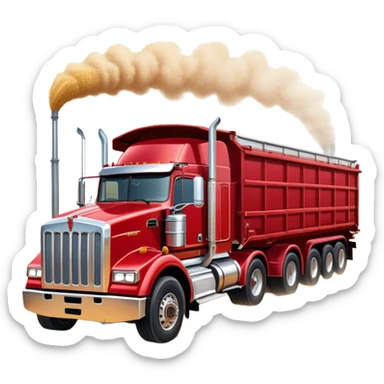 Kenworth T909 (2022) – Cinematic-realistic Kenworth T909 grain truck, its deep red cab gleaming under the scorching Australian sun. The massive trailer is filled to the brim with golden wheat, rolling down dusty farm roads, leaving a faint trail of chaff in its wake. sticker