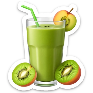 smoothie with peaches and green kiwi sticker