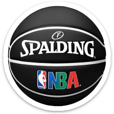 minimalist black Spalding basketball with simple NBA logo, few colorful lines, clean design sticker