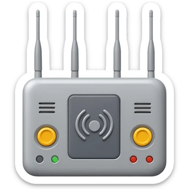 a real, highly realistic modem with antennas sticker