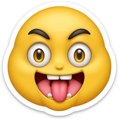 An emoji with crazy eyes and it’s tongue sticking out sticker