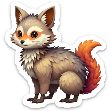 lush warm-colored Fakémon-Trico-creature (full body) sticker
