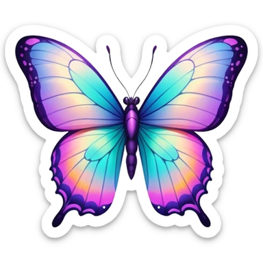 Shiny pastel colorful neon glittery vibrant pale whitish bright Floral exotic tropical butterfly sticker