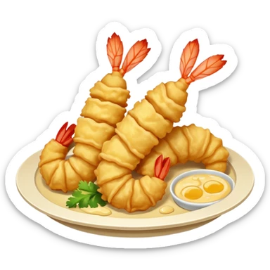 tempura shrimp only, extra crispy, golden batter, vivid textures, bright lighting sticker