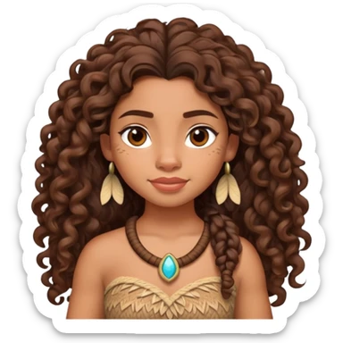 Moana Polynesian princess with curly hair sticker