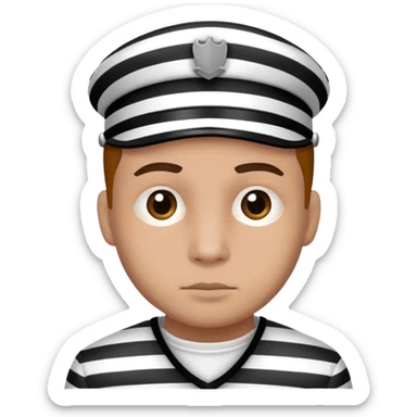 a criminal in a prisoner's striped uniform sticker