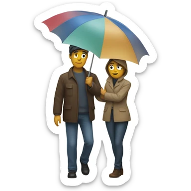 A person holding an umbrella over someone else sticker
