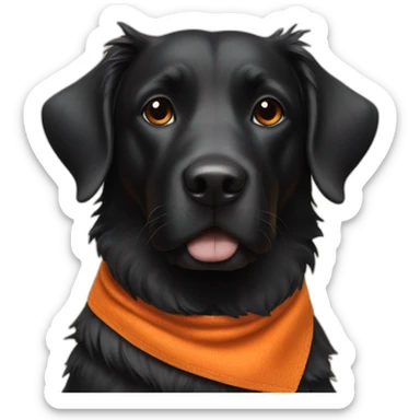 black dog with orange bandana around neck sticker