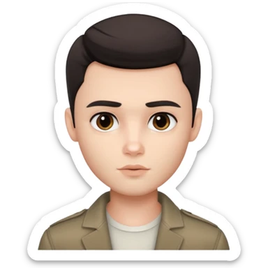 Very pretty handsome bratz man,  short dark hair, dark yes, pale skin, defined jawline sticker