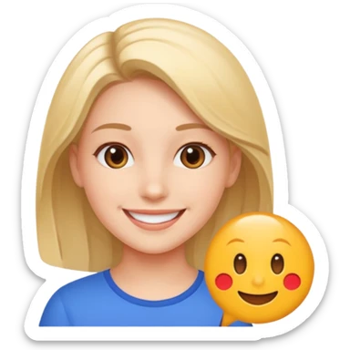 un emoji de una chica en una reunión con un icono que indique duplicar la velocidad sticker