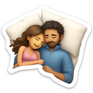 Make a doodle of a guy and a girl sleeping and cuddling in bed and show a label of name by TANISH AND HIMANSHI sticker