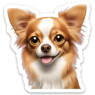 Dancing Red long hair chihuahua. Pink nose hazel green eyes sticker