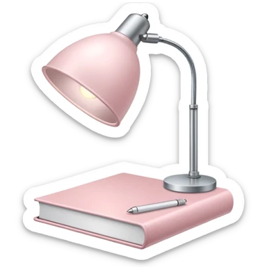 Pale Pink office Light Pale Pink book and Light Pale Pink Desk lamp and computer for Lease sticker