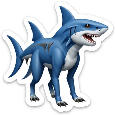 dark-deep-denim-steel-cobalt-blue 4-legged digitigrade land-shark-landhai-vernid-sharpedo-houndoom-hybrid-fusion-creature, full body sticker