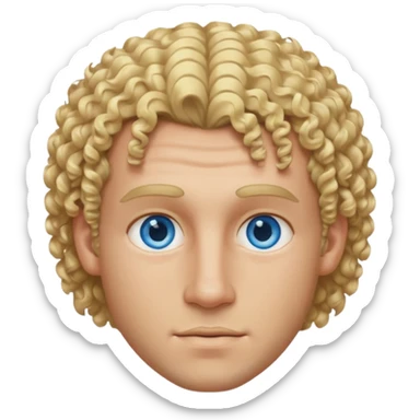 Athletic man with blond curly hair, straight on sides, thick neck  sticker