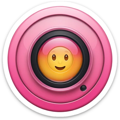 A round camera lens, apple emoji style, minimalist, with highlights, pink, only lens, variant 2 sticker