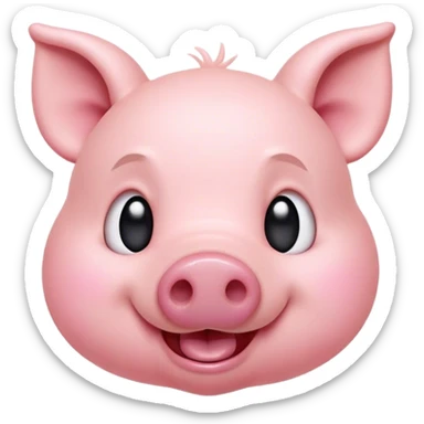 Cinematic Comical Piglet Portrait Emoji, Head tilted dramatically with an exaggeratedly amused expression, featuring a strikingly soft rosy-pink hide with a tiny, playful snout, wide, expressive beady eyes filled with playful disbelief, Simplified yet hilariously expressive features, highly detailed, glowing with a slightly sassy glow, high shine, dramatic yet playful, stylized with an air of cheeky mischief, bright and endearing, soft glowing outline, capturing the essence of a spirited and over-the-top piglet, so meme-worthy it feels like it could squeal its way into internet fame instantly! sticker