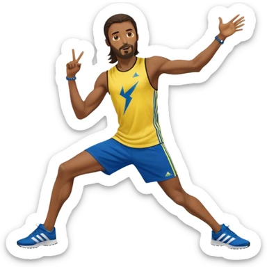 jesus in adidas clothes looking cool doing Usain bolt's move sticker