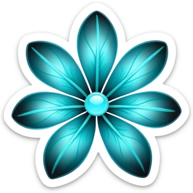 Pastel black and cyan iridescent transparent bio-luminescent flower sticker
