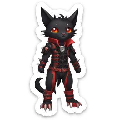 cool edgy black punk red ethereal fantasy nargacuga-bat-cat-Fakemon collar harness full body sticker