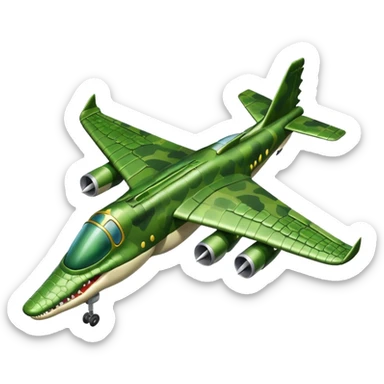Un cocodrilo c9mbinado con un avion de guerra sticker