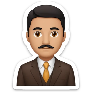 Jorge Palomino Y Cañedo with brown eyes, black hair and thin mustache, dark brown suit  sticker