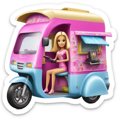 Barbie dream house Caravan motorbike tuk tuk  sticker