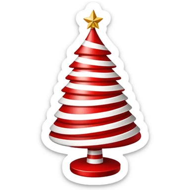 Red and white striped Christmas gree sticker