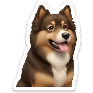 Finnish Lapphund Brown and light brown standing up his nose and face is dark brown.  sticker