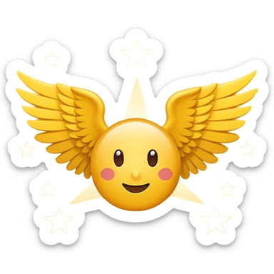 An image with wings on a star based on the star and wings of the basic emoji of the iPhone. not 3d just plat and soft and not have to bold sticker