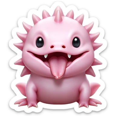 Cinematic Cute Yawning Axolotl Portrait Emoji, Head tilted slightly with a dramatic, wide-open yawn, showcasing smooth, pale pink skin with softly drooping feathery gills, eyes barely open in drowsy contentment, Simplified yet irresistibly adorable features, highly detailed, glowing with a soft, cozy glow, high shine, relaxed yet expressive, stylized with a touch of whimsy, bright and endearing, soft glowing outline, capturing the essence of a sleepy yet affectionate aquatic creature, so drowsy it feels like it could stretch out of the screen and curl up for a nap! sticker