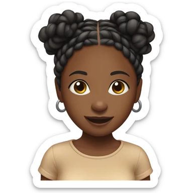 Cute black girl with knotless braids sticker