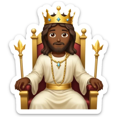 Dark skin Jesus on heavens Throne with a Gold crown no jewelry  sticker