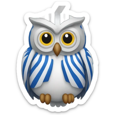 Sheffield Wednesday Owl wearing blue and white stripes sticker