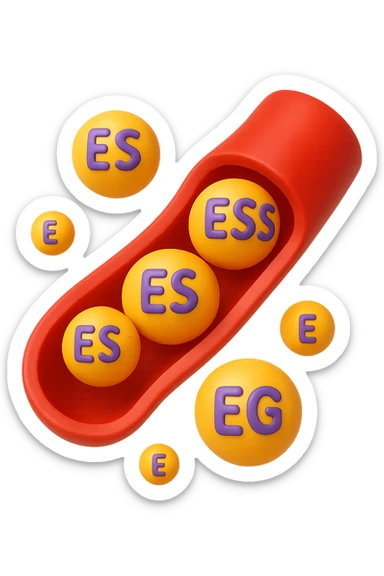 EMOJI STILE IPHONE 3D DI particelle di ormoni estrogeni che circolano in una vena umana sticker