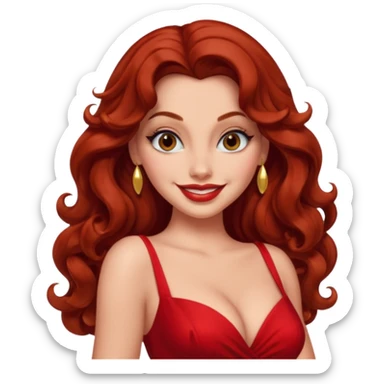 Jessica rabbit, but with Brown hair . Hair is curly, brown and long  sticker