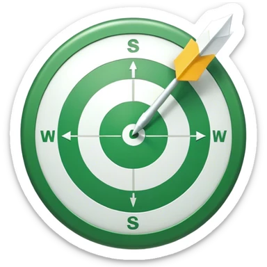 Cinematic Realistic green target with a white arrow in the center  sticker