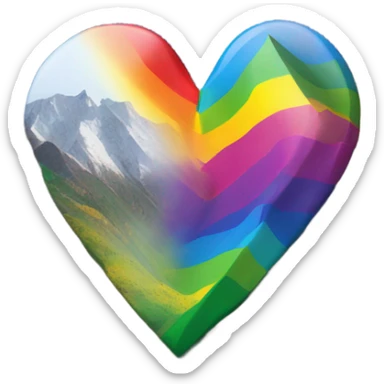 rainbow heart on a mountain sticker