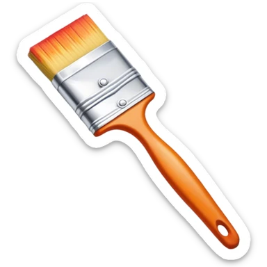 Create an icon that represents the hobby of wall painting. The design should include elements like a paintbrush, a roller, and colorful patterns or murals. The composition should be balanced and harmonious, reflecting the artistic nature of wall painting. The icon should evoke creativity, with a clean and visually appealing design. The background should be transparent. sticker