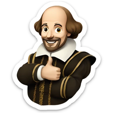 William Shakespeare with one thumbs up sticker