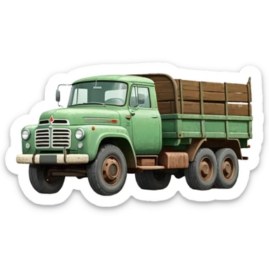 ZIL 130 Soviet truck with green cabin and flatbed, classic vintage Russian truck from 1960s sticker