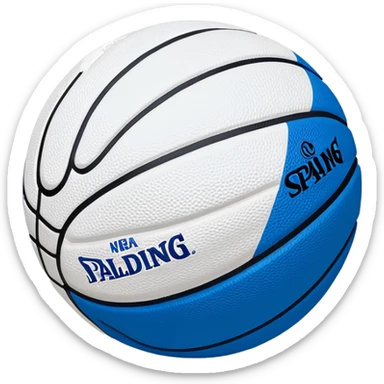 minimalist blue Spalding basketball with simple NBA logo, few colorful lines, clean design sticker