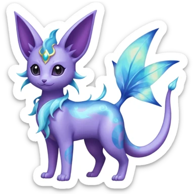 Shiny Nebulae Delcatty-Purrloin-Espeon-Lumineon-Vaporeon-Amaura-Dragonair-Fakémon-hybrid-creature (full body)  sticker