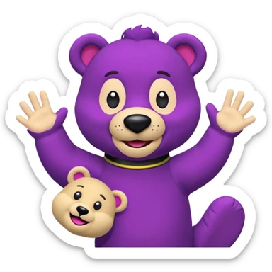 Bok the Hand Puppet from The Wiggles with purple bear puppet sticker